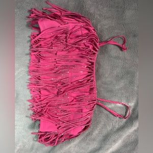 super cute pink sparkly fringe top